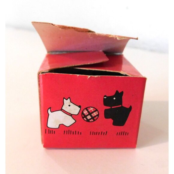 Vintage Avon Playful Plaid Scottie Dog Earrings Set 2 Pairs White Black Dogs - Picture 6 of 6